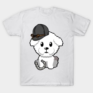 Funny furry dog is ready to ride a horse T-Shirt